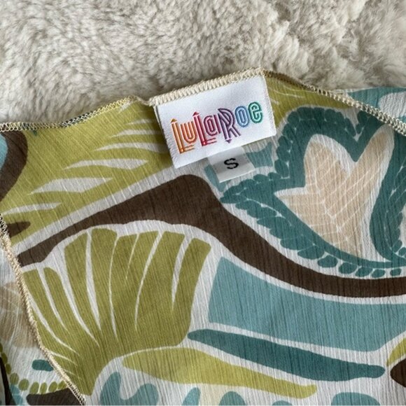 LulaRoe | Green & Brown Floral Tropical Monroe kimono | Size Small - Picture 4 of 7